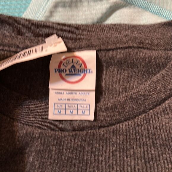 Delta M Charcoal Gray Silver Black Gaming Short Sleeve Cotton Blend Tee - Picture 10 of 12